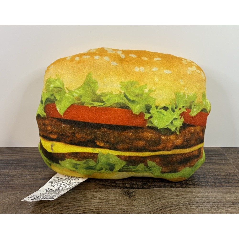 Large Hamburger 14" Realistic Looking Stuffed Plush Toy Pillow